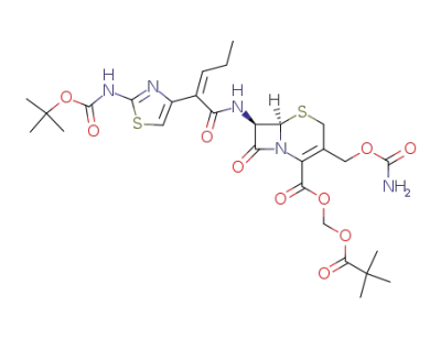 ((6R,7R)-3-((aminocarbonyl)oxy)methyl-7-((Z)-2-(2-tert-butoxycarbonylaminothiazol-4-yl)-2-pentenoyl)amino)-8-oxo-5-thio-1-azabicyclo[4.2.0]-oct-2-ene-2-carboxylic acid(2,2-dimethyloxypropoxymethyl)ester